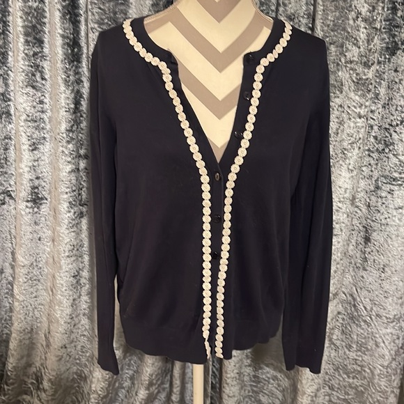 Navy Cardigan with white trim - Picture 2 of 5